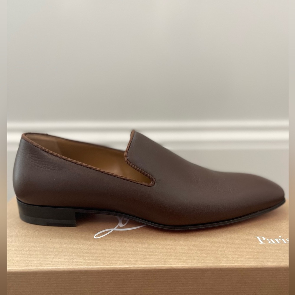 CHRISTIAN LOUBOUTIN Men’s Dandelion Red Sole Leather Loafers Size 40.5 ✨
